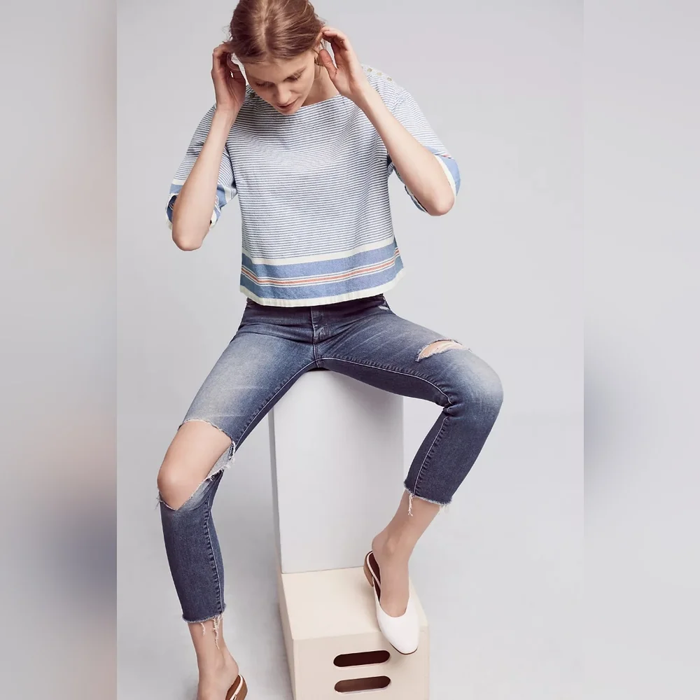 Anthropologie Maeve Sullivan Stripe Top Size XS - Picture 2 of 9